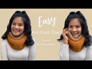 Knitted cowl Tutorial/ Easy Knitting Projects for Beginners (FREE pattern)