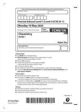 Merged 2025 Pearson EDEXCEL GCSE Chemistry Paper 1h And Mark Scheme 1ch0 1h Higher Tier