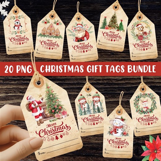 Christmas Gift Tags Bundle, Christmas Labels Png, Printable Holiday Labels (digital Download) - Etsy UK