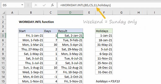 WORKDAY.INTL Function