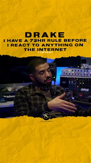 VSG Entertainment on Instagram: "@champagnepapi I have a 72hr rule before I react to anything on the internet. #drake 🎥 @applemusic"