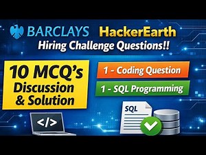 Barclays HackerEarth Hiring Challenge 2026 🔥 | MCQ's, Coding & SQL Questions | TEST IS LIVE!! 🚀