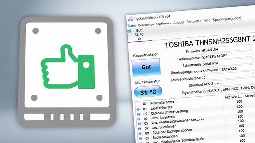 Festplatten-Analyse mit dem Tool CrystalDiskInfo
