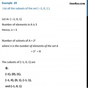 Example 24 - List all the subsets of the set {-1, 0, 1} - Examples