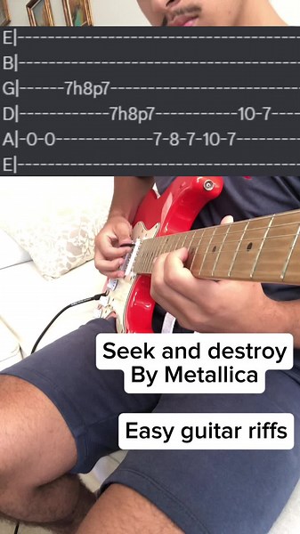 Seek and destroy - Metallica Easy guitar riffs #guitartok #fyp #help #beginner #guitar #tutorial #metallica