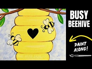 🐝 EP206- 'Busy Beehive' easy bee and hive spring time acrylic painting tutorial for beginners