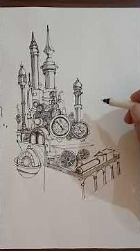 How to Draw Steampunk City Clock Tower #howtodraw