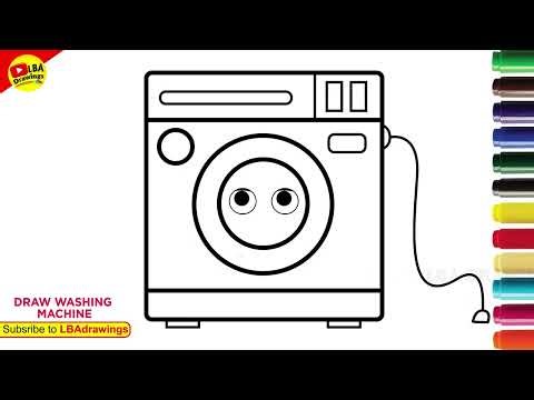 How to Draw Washing Machine Step by Step | Easy Washing Machine Drawing