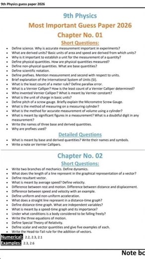 Score 100% in 9th Physics! 🎯 Most Important Questions 2026