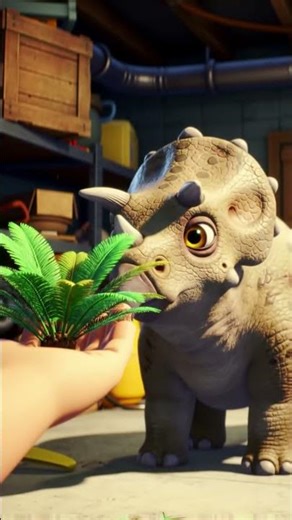 Baby Triceratops' Adorable Plant Snack! 🌿🦖