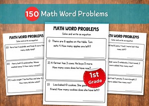 1st Grade Math Word Problems, Addition & Subtraction, Homeschool, Digital, Early Learning, Practice, Critical Thinking - Etsy