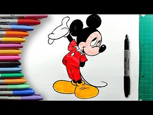 How to Color Mickey Mouse Step by Step Easy Coloring pages for Kids and Beginners