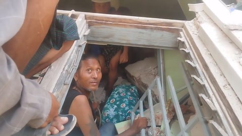 Family-of-four rescued from collapsed home in Myanmar earthquake
