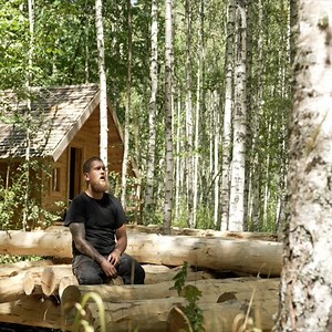 debarking logs for new big log cabin in wilderness with hand tools | Warm Bushcraft, Survival Camping