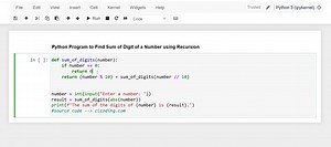 3.7K views · 41 reactions | Day 20 : Python Program to Find Sum of Digit of a Number using Recursion | Python Coding | Facebook