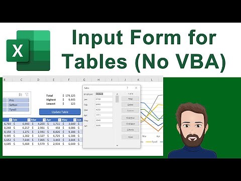 Simple Data Input Form for Tables in Excel - No VBA Required