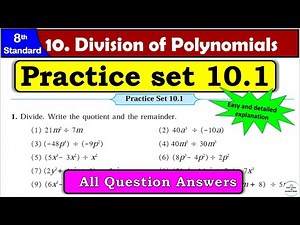 Practice Set 10.1 | Class 8 | Chapter 10 Division of Polynomials | Maths | All Question Answers