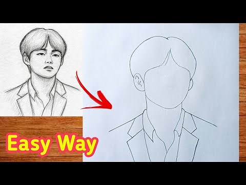 How To Draw BTS V ( Kim taehyung ) - step by step for beginners | BTS V Kim taehyung drawing
