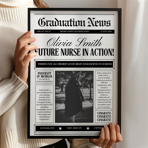 Editable DNP Graduation Newspaper, Nurse Grad Announcement Poster, Printable Doctor of Nursing Practice Gift Template - Etsy
