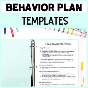 Behavior Plan Template - ABA Autism or Special Ed Behavior Intervention Plan