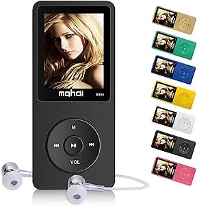 MYMAHDI 16GB MP3 Music Player 1.8 Inch Screen 70h Lossless Sound, Support up to 128GB Memory Card Black
