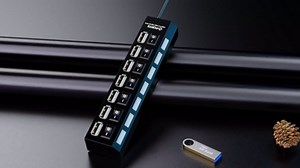 Multi Port Splitter, 7 Port USB 2.0 Hub, USB A Port Data Hub with Independent On/Off Switch and LED Indicators, Lights for Laptop, PC, Computer, Mobile HDD, Flash Drive and More (Black 2.0)