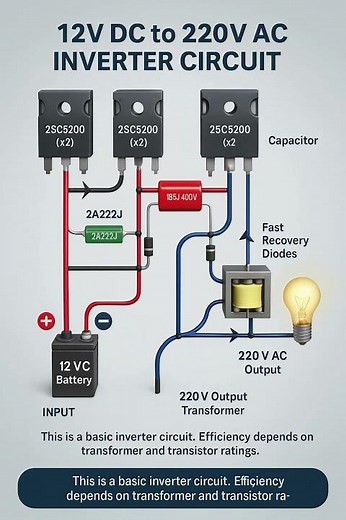 12V DC to 220V AC Inverter | Simple DIY Powerful Circuit! 🔥 #Shorts
