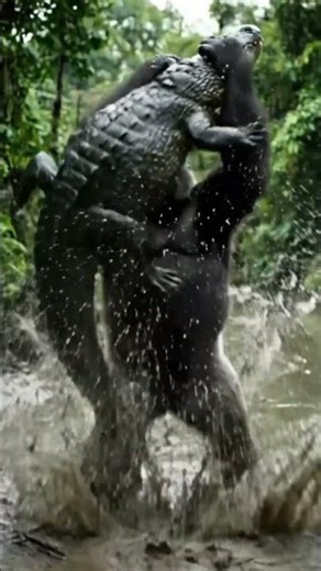 A Gorilla's Swamp Battle: A Brutal Showdown with an Alligator!