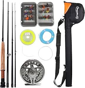 Sougayilang Saltwater Freshwater Fly Fishing Rod with Reel Combo Kit