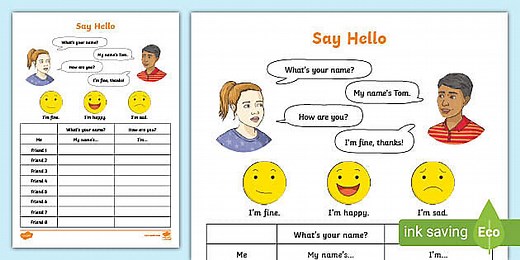 ESL What's Your Name And How Are You? Greetings Worksheet [Kids, A1]