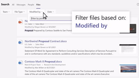Search and filter people and files