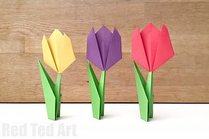 Easy Origami Tulip Tutorial with Step by Step Instructions - Red Ted Art