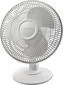 Lasko 12" Oscillating Table Fan for Home, Offices, Bedrooms, Living Rooms, 3-Speeds, Widespread Oscillation, Tilt-Back Fan Head, Portable, White, 2012
