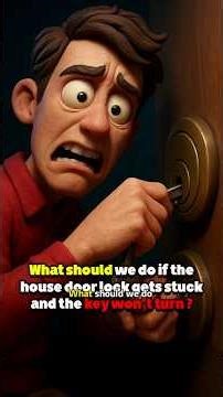 What should we do if the house door lock gets stuck and the key won’t turn? #DIY #animation