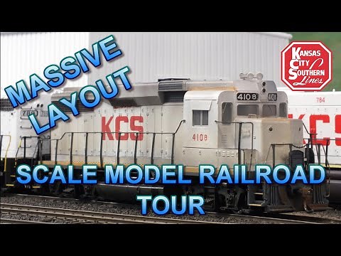 MASSIVE LAYOUT!! Kansas City Southern HO Scale Model Railroad Tour