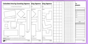 Year 4 Calculate Area by Counting Squares Worksheet Pack
