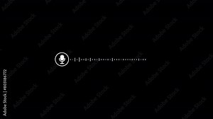 voice message Animation on black background, record voice message icon. Audio message record, voice chat, sound wave and microphone.
