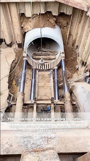 Trenchless Technology: Hydraulic Jacks Carefully Install Giant Culvert Pipe