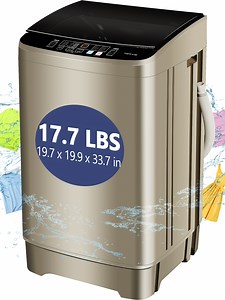 Portable Washing Machine, 17.7 lbs Large Capacity Full Automatic Washing Machine, Compact Laundry Washer for Home Apartment, Coffee Gold