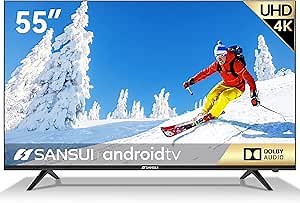 SANSUI ES55S1UA, 55 inch 4K UHD HDR Smart LED Android TV with Google Assistant, Screen Share, USB, HDMI(2021 Model)