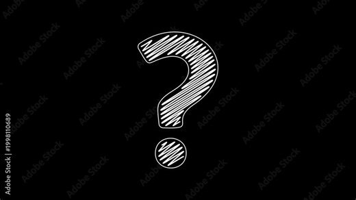Hand draw question mark loop, Animation of Question marks moving on transparent background. Full HD. 4K