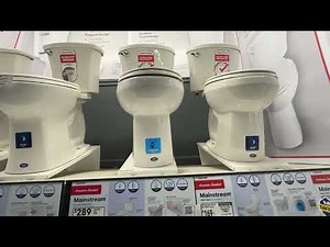 [587.5] Lowe’s toilets for sales on display.