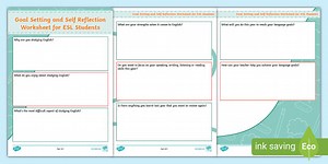 Goal Setting and Self Reflection Worksheet for ESL Students