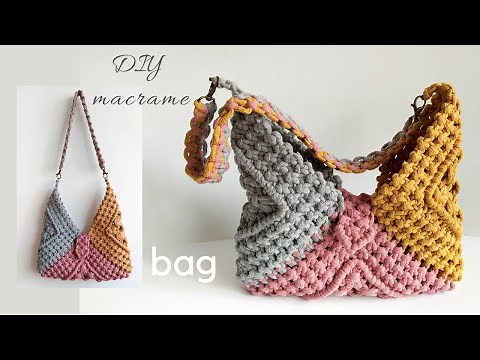 DIY Macramé bag tutorial, macrame purse, macrame granny square bag, new design 2022 #6