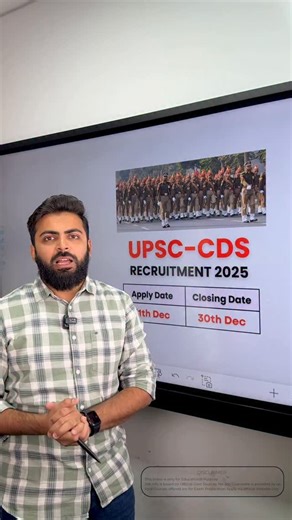 AbdulSattar Bhathara | Prepwithwell on Instagram: "📌UPSC CDS 2025 EXAM SYLLABUS 🔥🔥📝💯💯 ➡️ Apply Date: 11/12/2025 ➡️ End Date: 30/12/2025 ➡️ Eligibility: Any Graduate ➡️ Age Limit: 18 - 24 Years ➡️ SELECTION PROCESS : 👉🏻 Stage 1 : Written Exam 👉🏻 Stage 2 : Interview ➡️ POST NAME: Various Posts ➡️ Apply Link: https://upsconline.nic.in ➡️ To Enroll In DAILY DOSE Visit The Link👇👇 https://www.wellacademy.in/study/w61k ➡️ Follow Our Page For More Such Educational Content 💯💯📚✔️ . . . 📢 S
