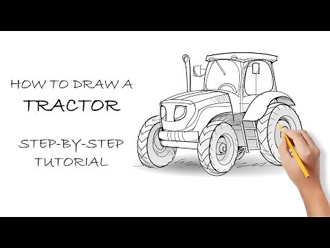 How to draw a tractor with a pencil. Easy step-by-step drawing tutorial