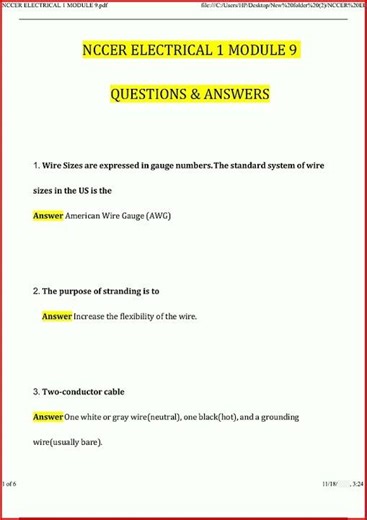 Nccer Electrical 1 Module 9 Actual Questions And Verified An video