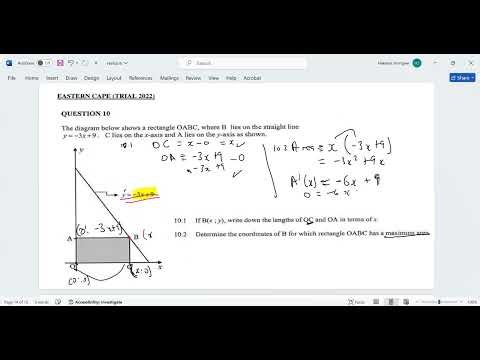 Calculus Optimization – Maximum Area of a Rectangle