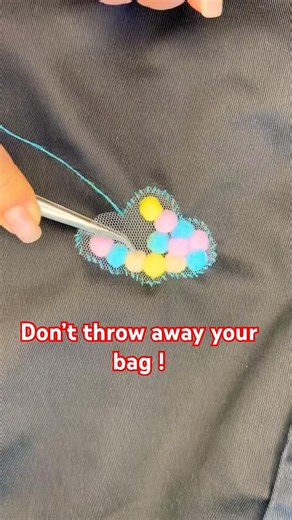 DIY Aesthetic Pom Pom Cloud Patch ✨ Easy Upcycling!