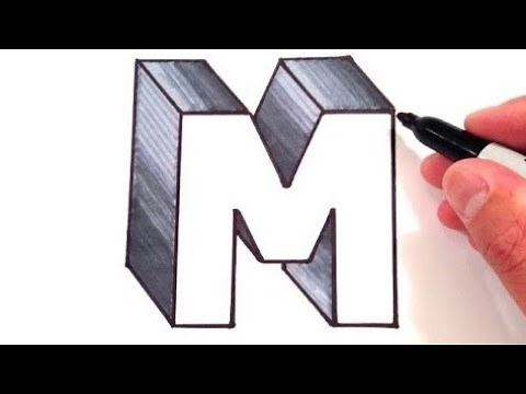 How to draw 3D letter M step by step very easy | Easy Drawing Tutorial.
